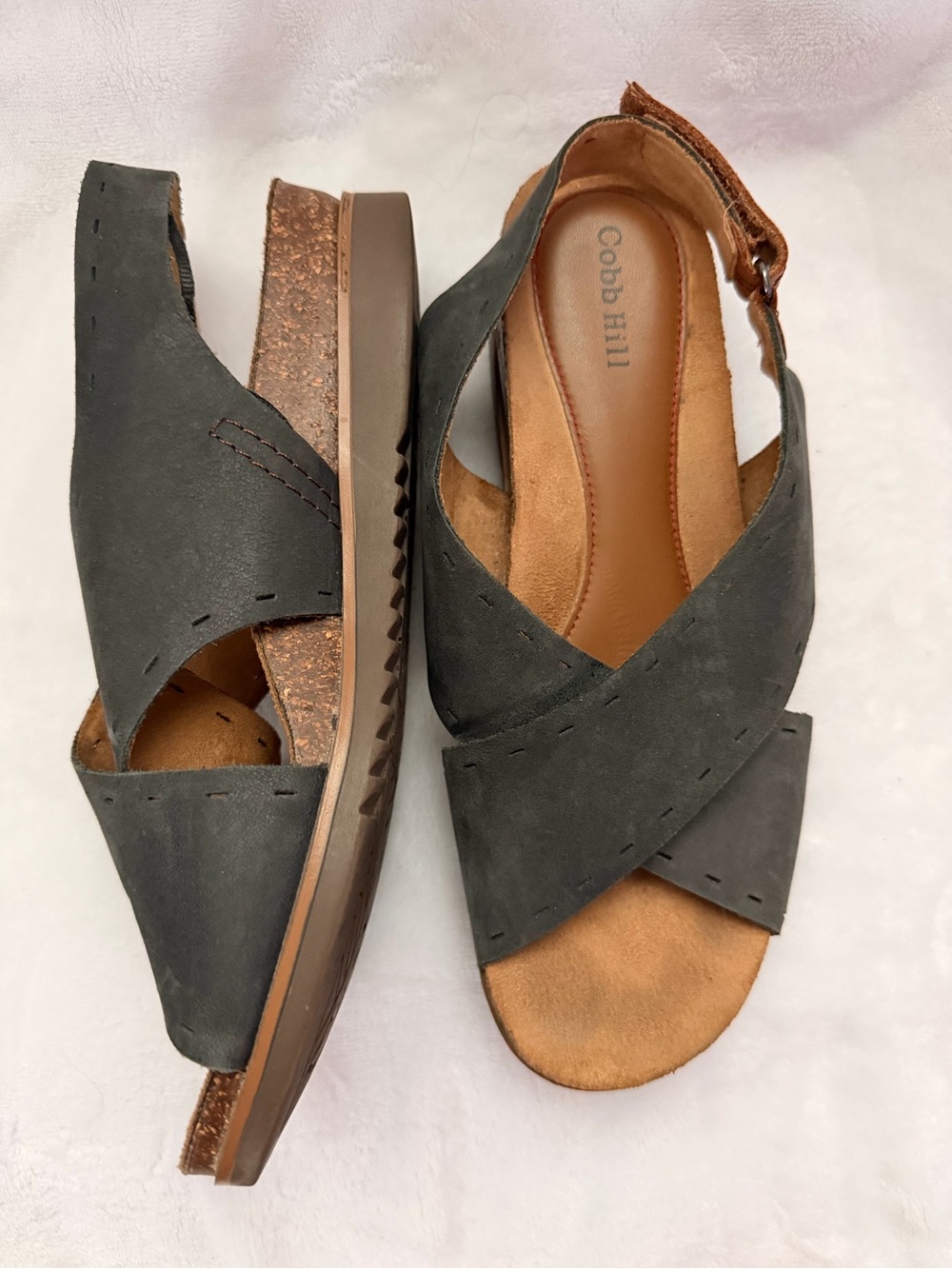 Cobb Hill Dark Charcoal Crisscross Slingback Sandals